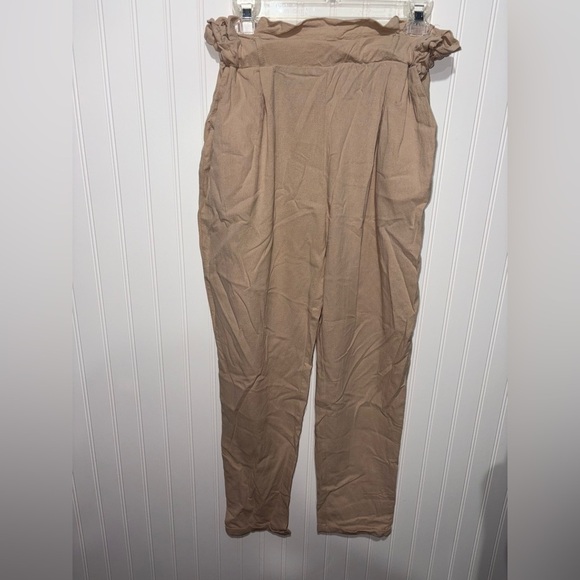 Women's Tan High-Waisted “Paper Bag” Trousers| Size Medium - Picture 1 of 3